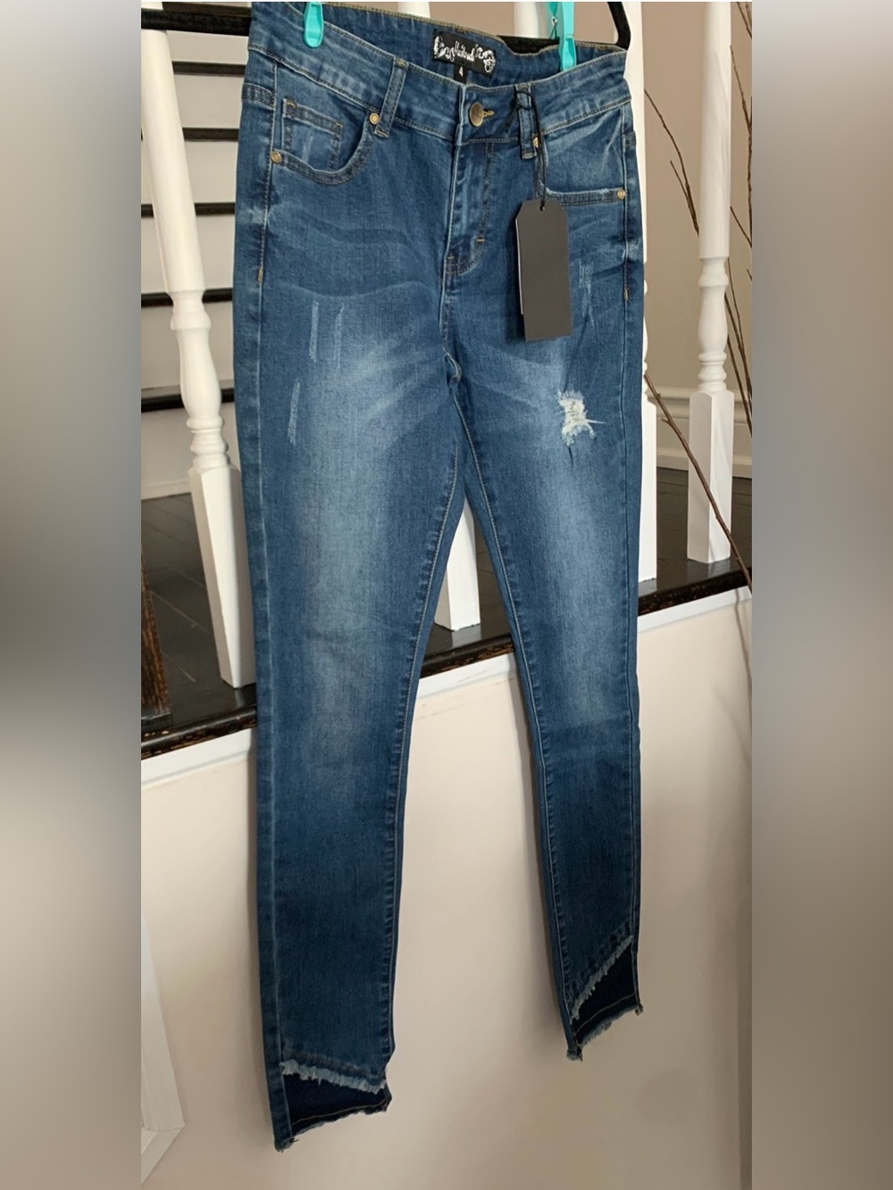 Women’s Mid-Rise Distressed Skinny Jeans - Blue